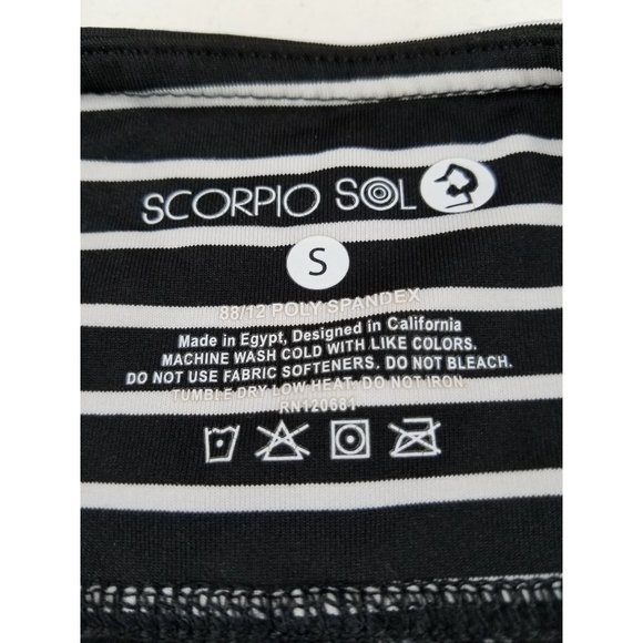 Womens Scorpio Sol Black White Stripes Pants Leggings Poly-Spandex Blend Small - Picture 6 of 6